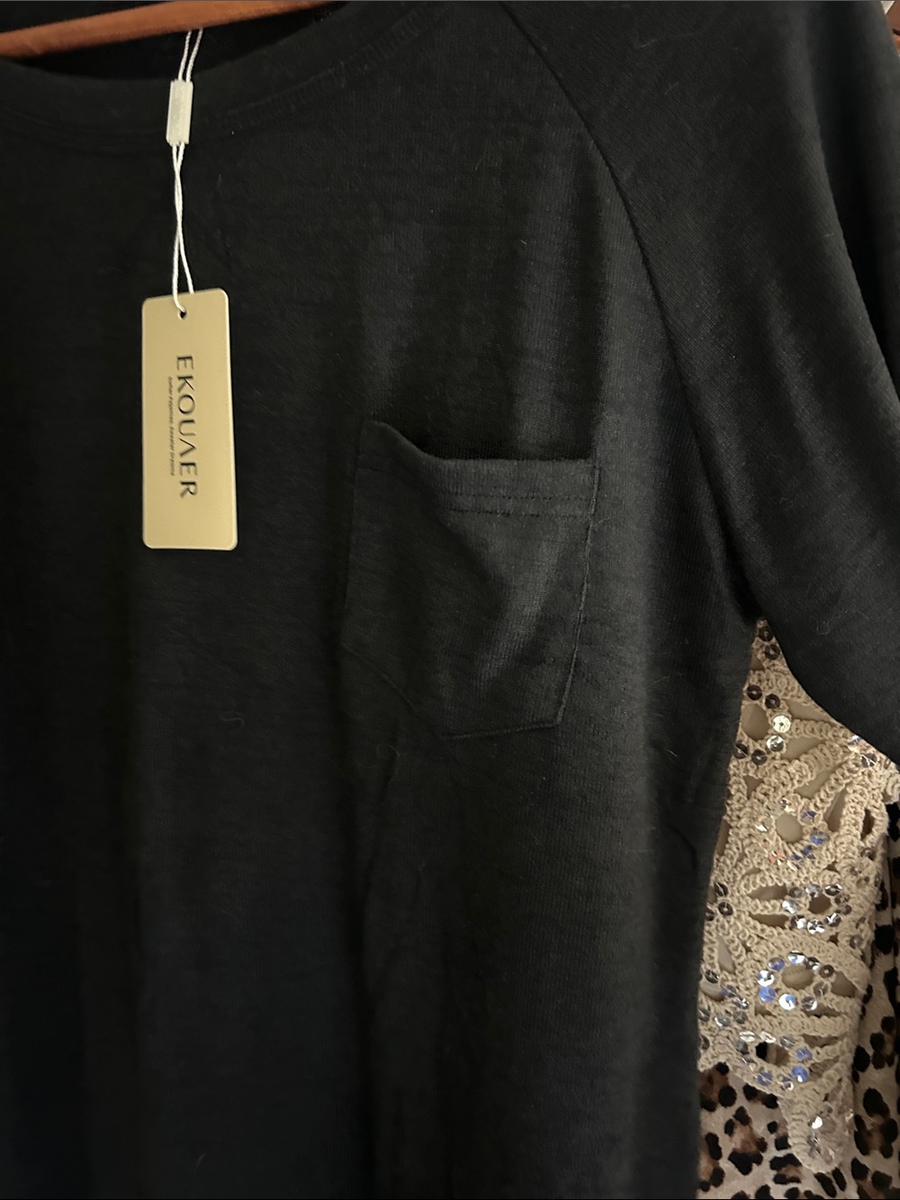 New ekouaer L Black long sleeve top pants stretchy loungewear Set - Picture 4 of 10